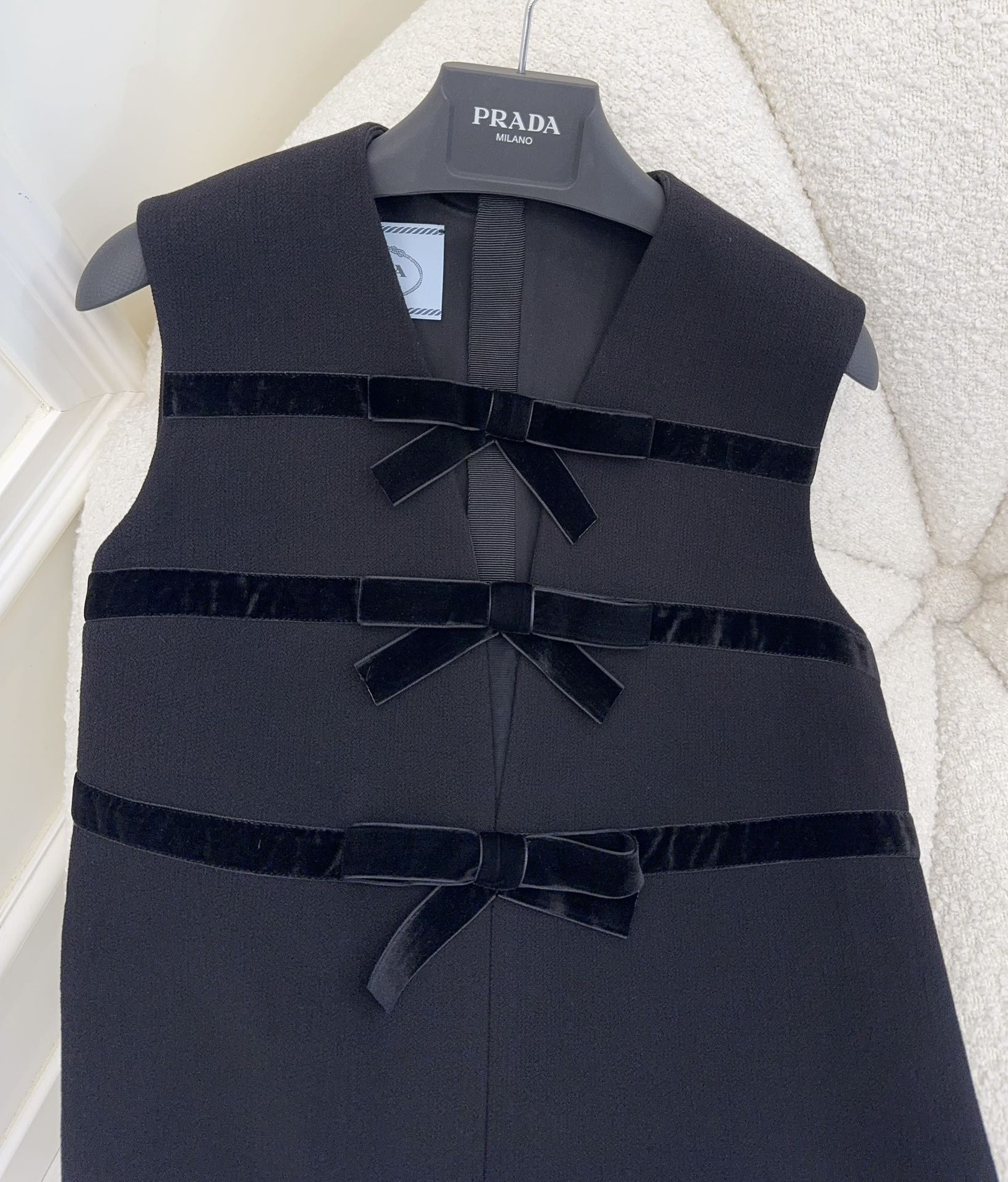 Prada Bow Dress Black Wool
