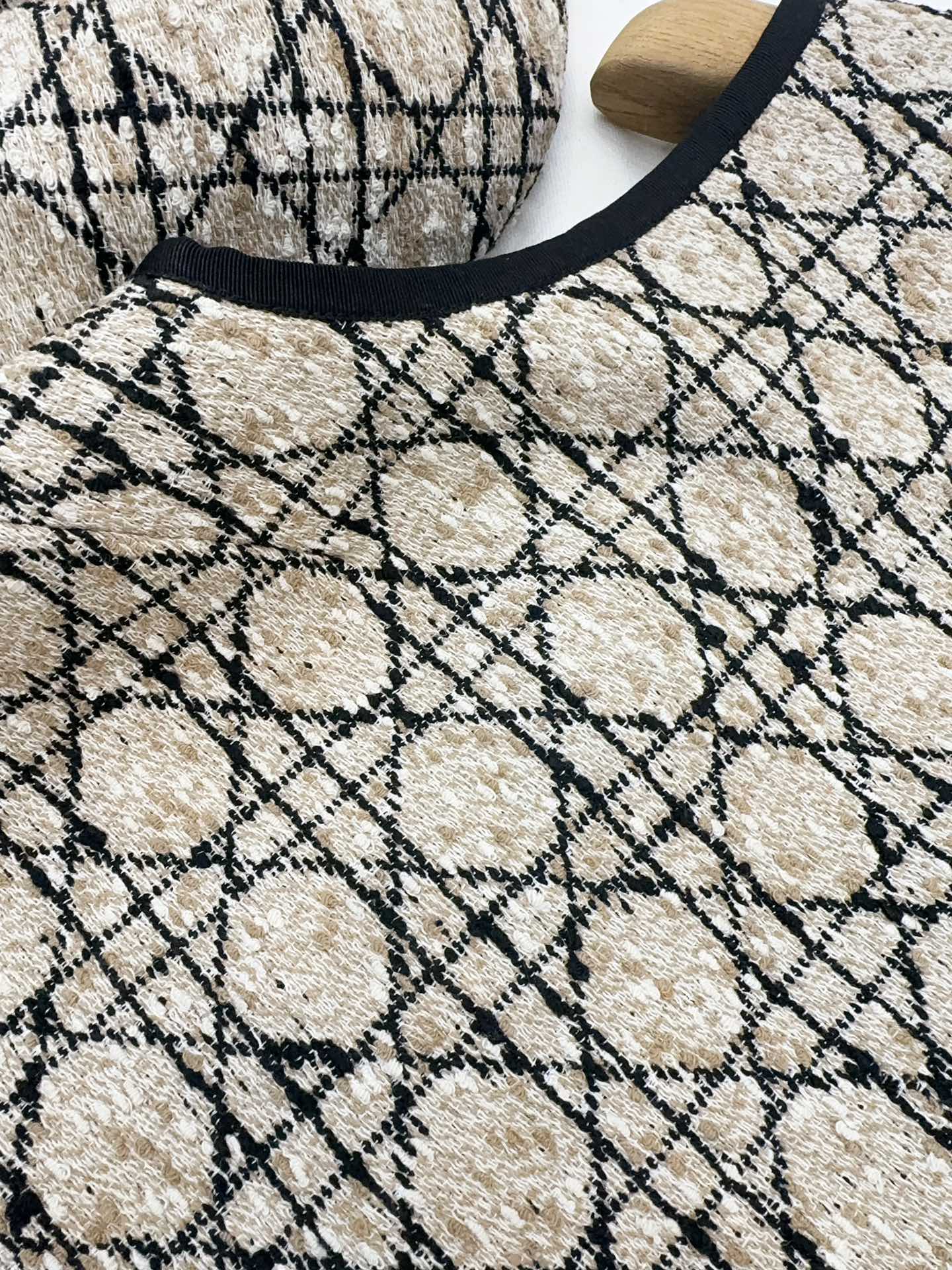 CD 2025 Plaid Dress Beige Cotton