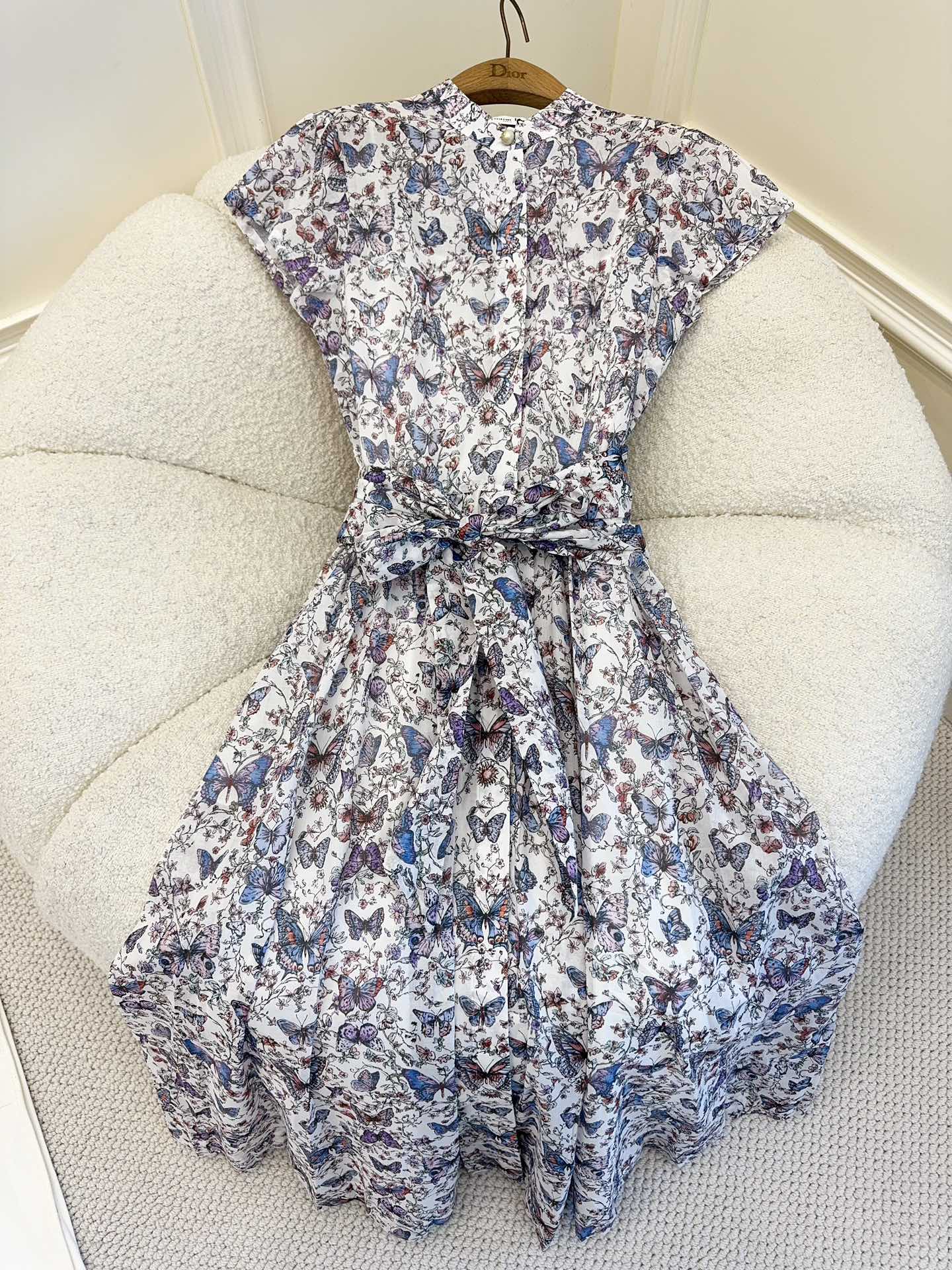 CD 2025 Butterfly Floral Print Dress Multicolor Cotton