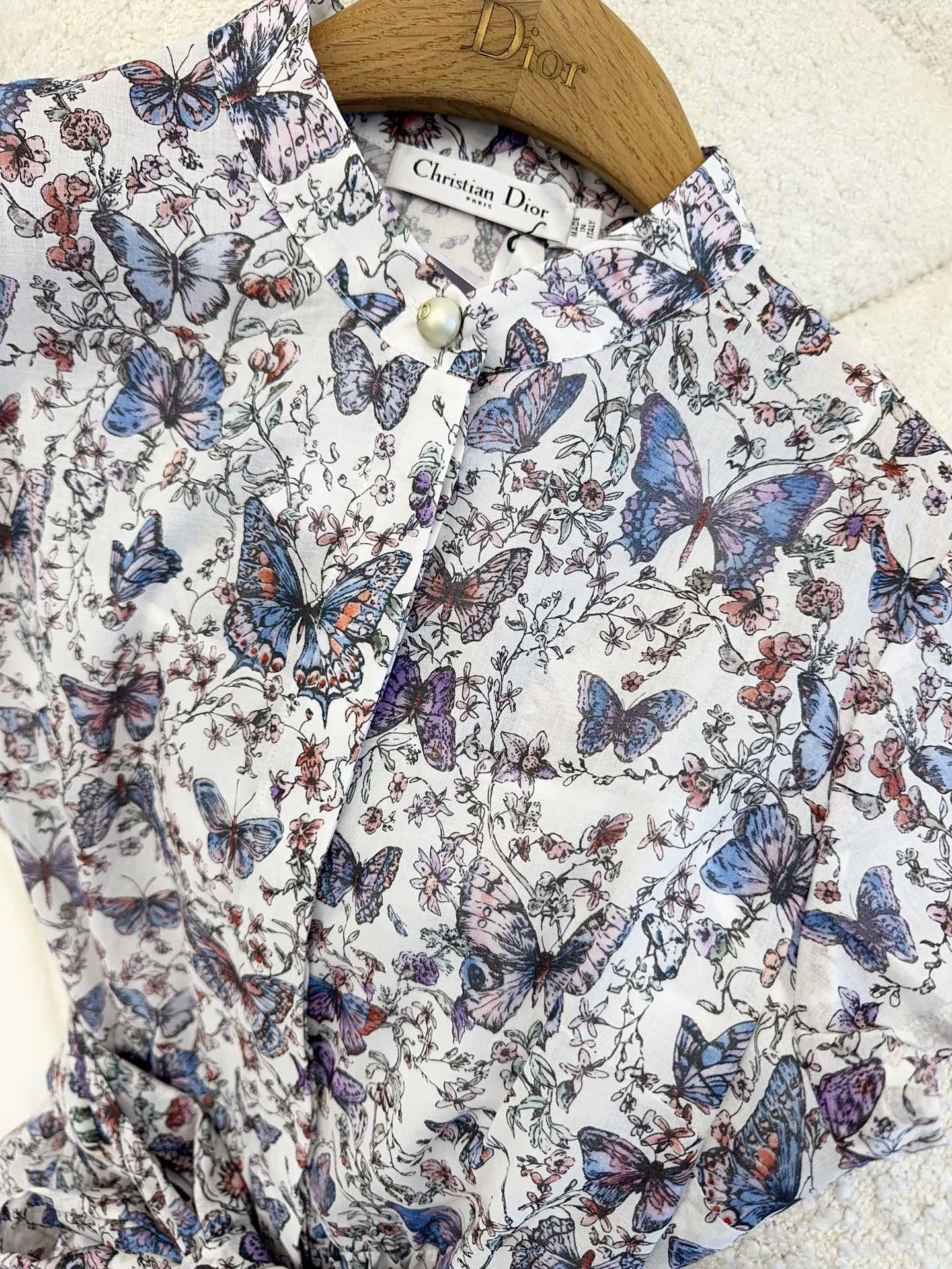 CD 2025 Butterfly Floral Print Dress Multicolor Cotton