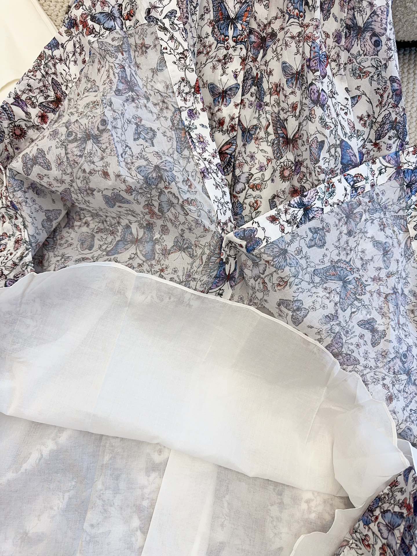 CD 2025 Butterfly Floral Print Dress Multicolor Cotton