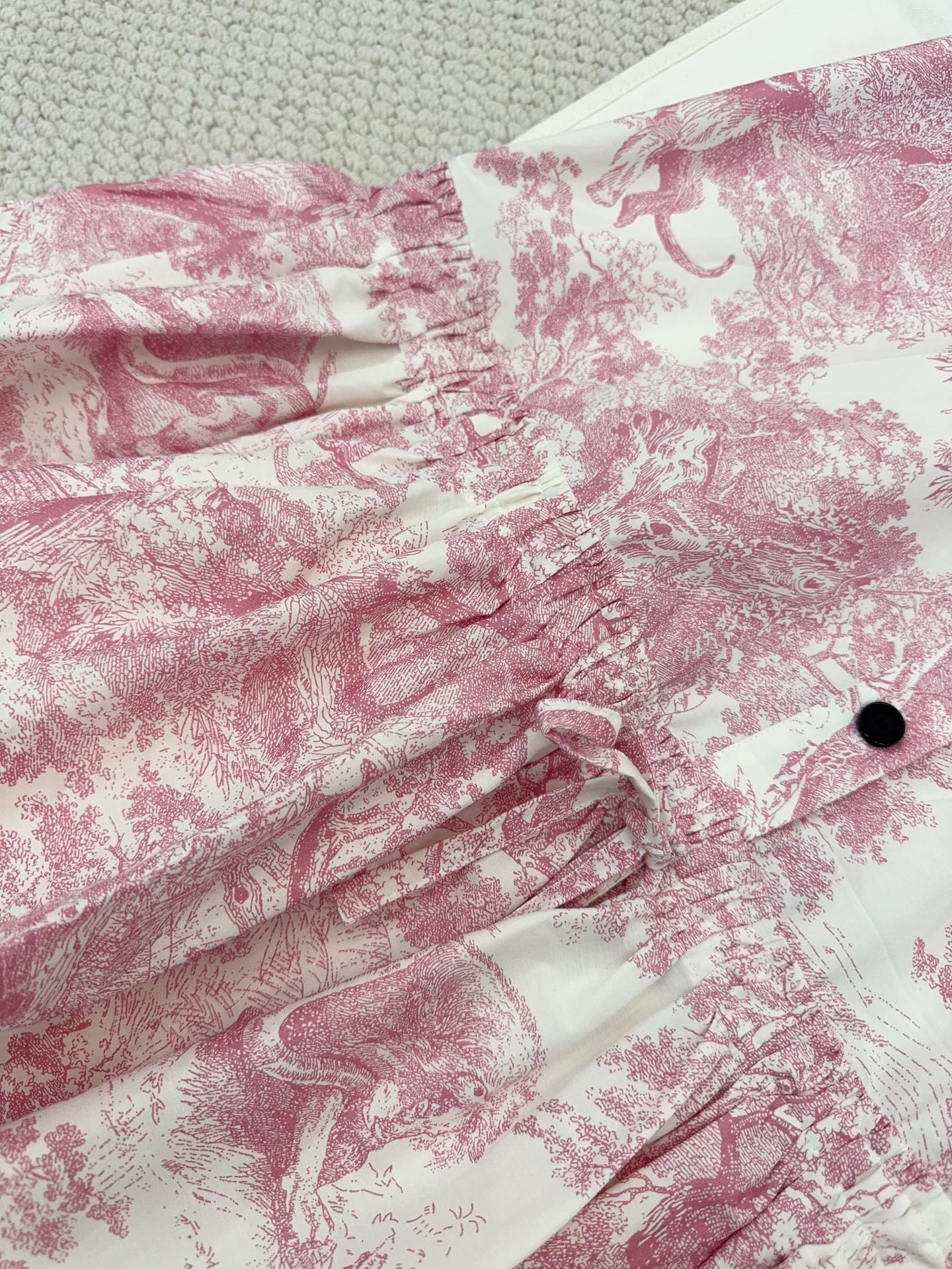 CD 25 Jouy Print Sleeveless Dress Pink Silk Cotton