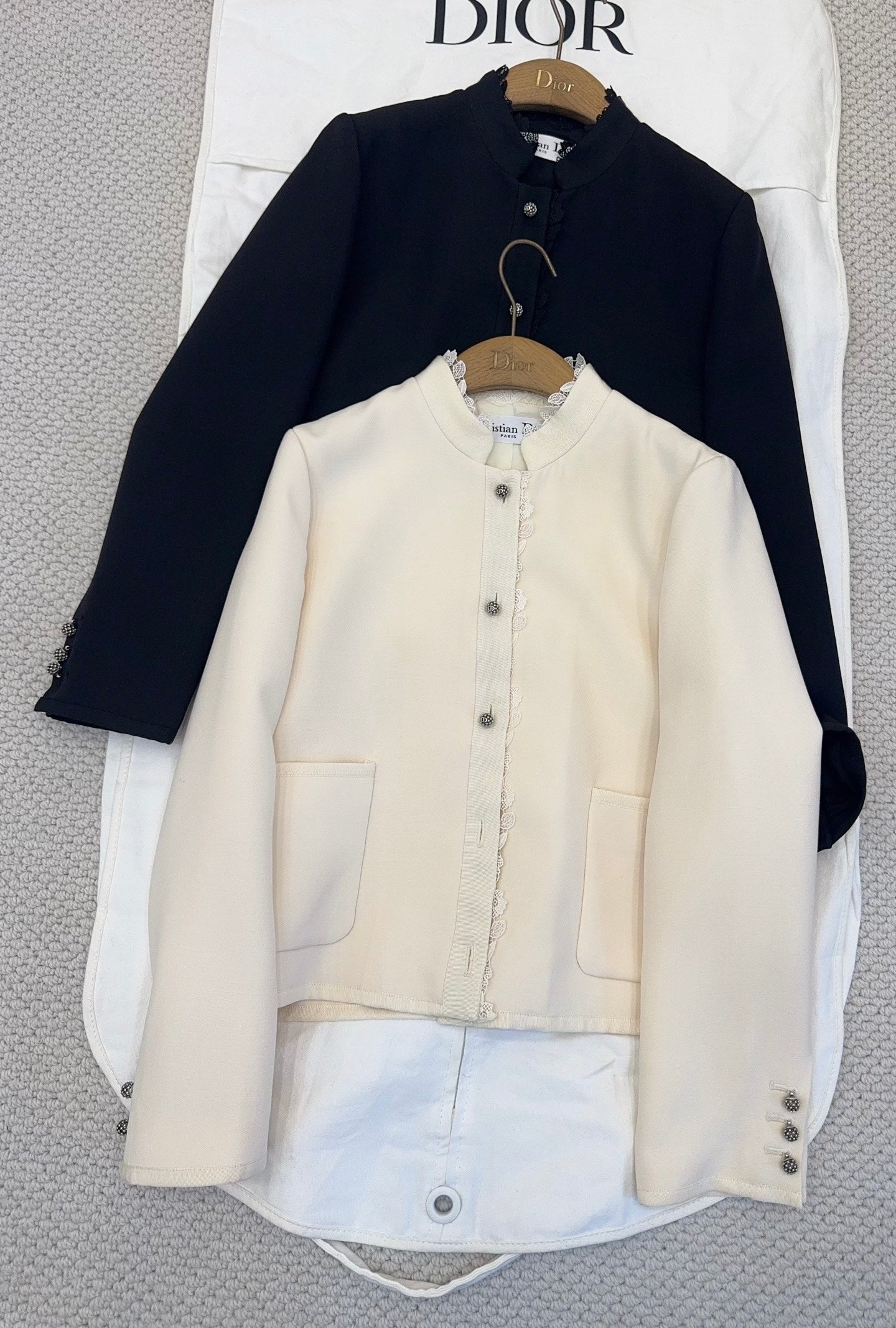 CD 25 Jacket Beige Black Wool Silk