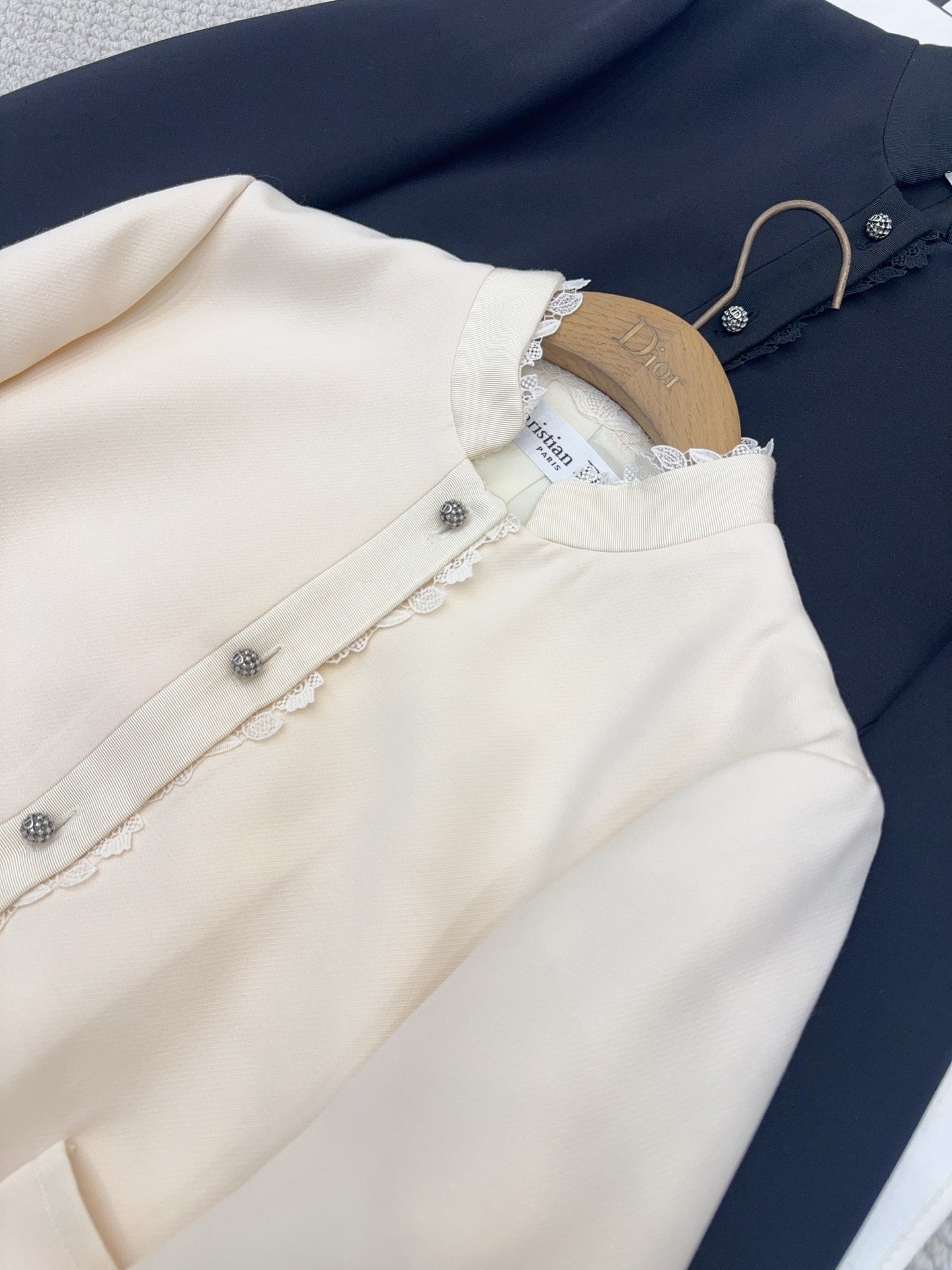 CD 25 Jacket Beige Black Wool Silk