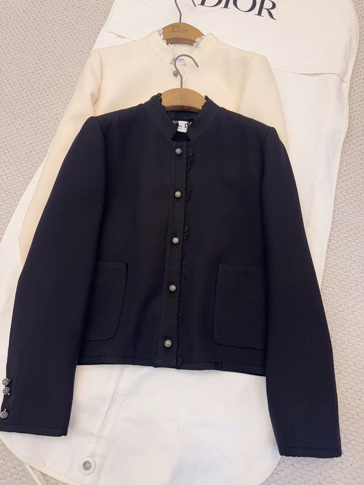 CD 25 Jacket Beige Black Wool Silk