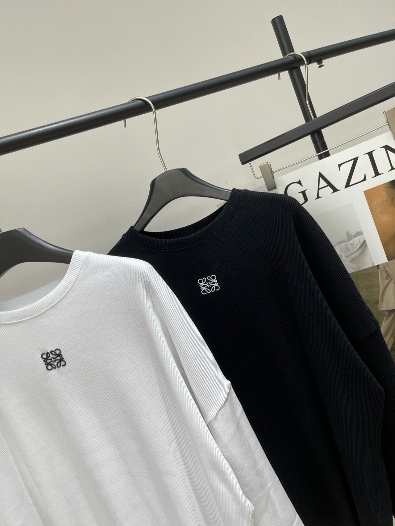 Loewe 2025 Long-Sleeve T-Shirt White and Black Cotton 296663