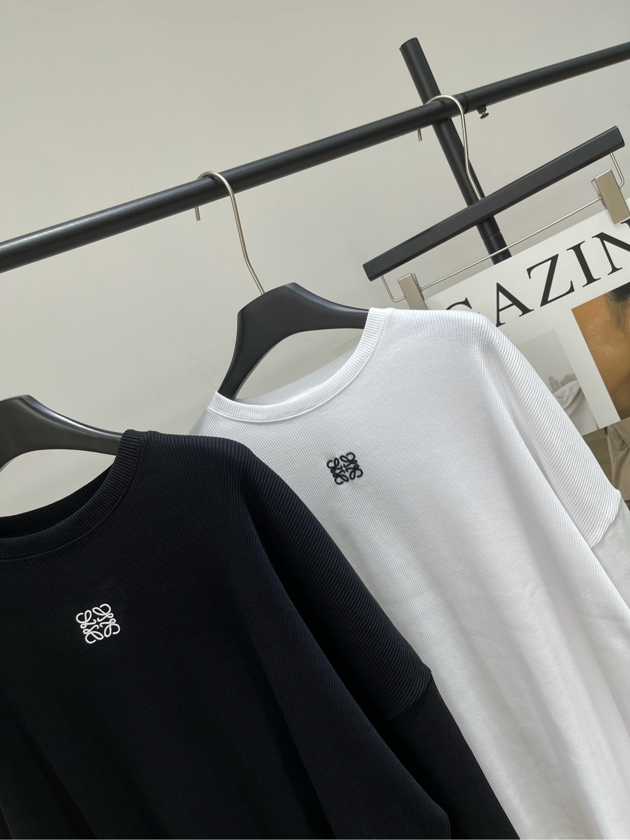 Loewe 2025 Long-Sleeve T-Shirt White and Black Cotton 296663