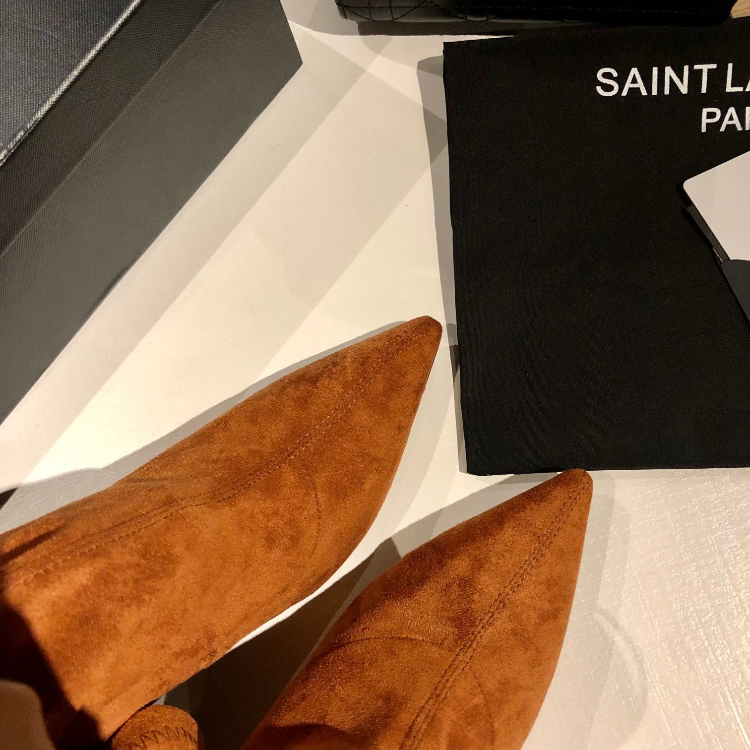 OPYUM THIGH HIGH BOOTS IN BRONZE BROWN VELVET