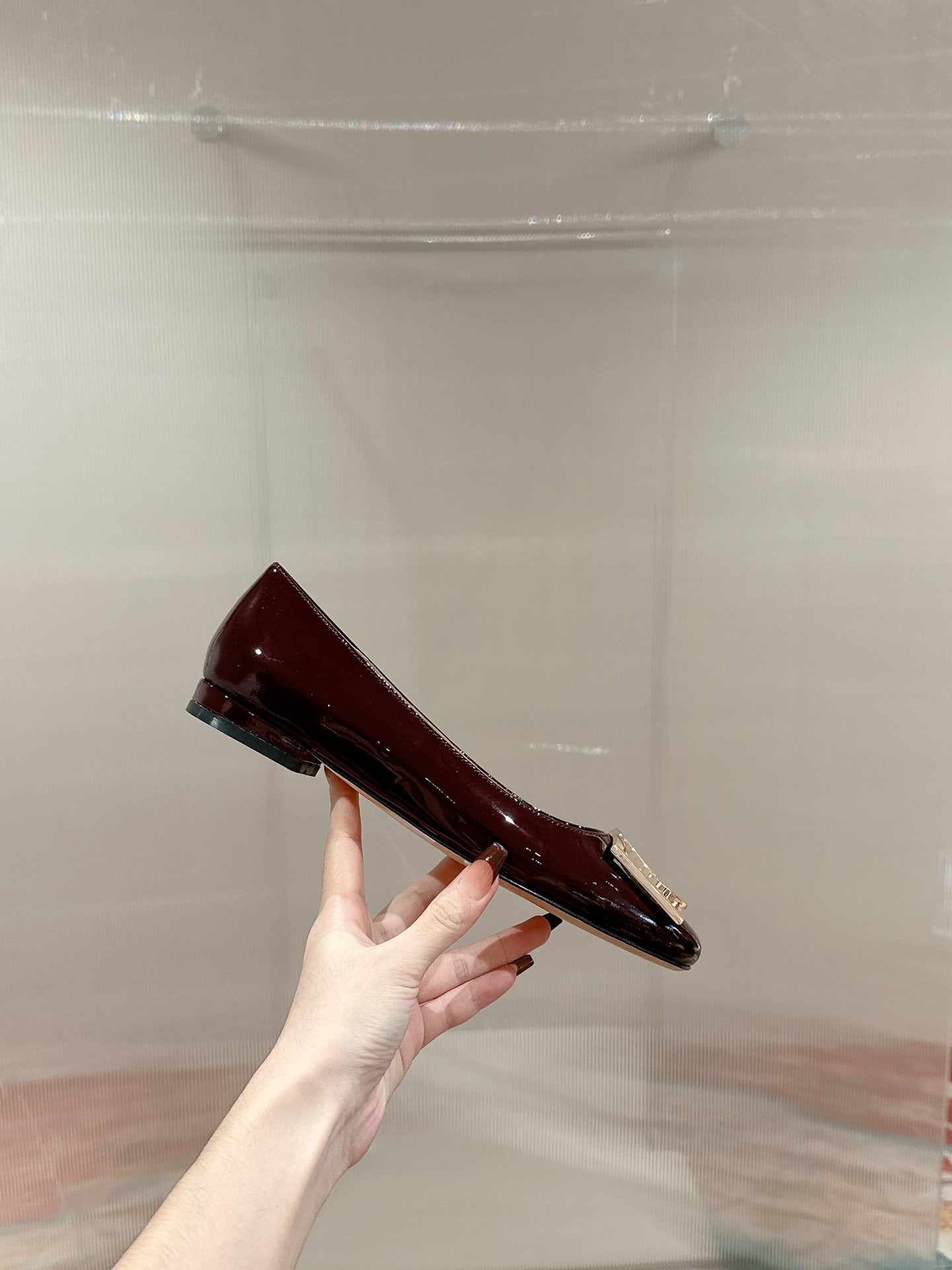 LV Shake Flat Ballerina Wine Red Lambskin