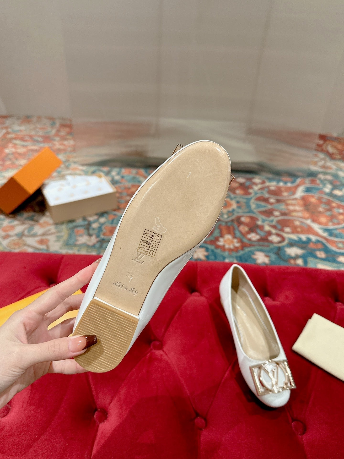 LV Shake Flat Ballerina White Lambskin