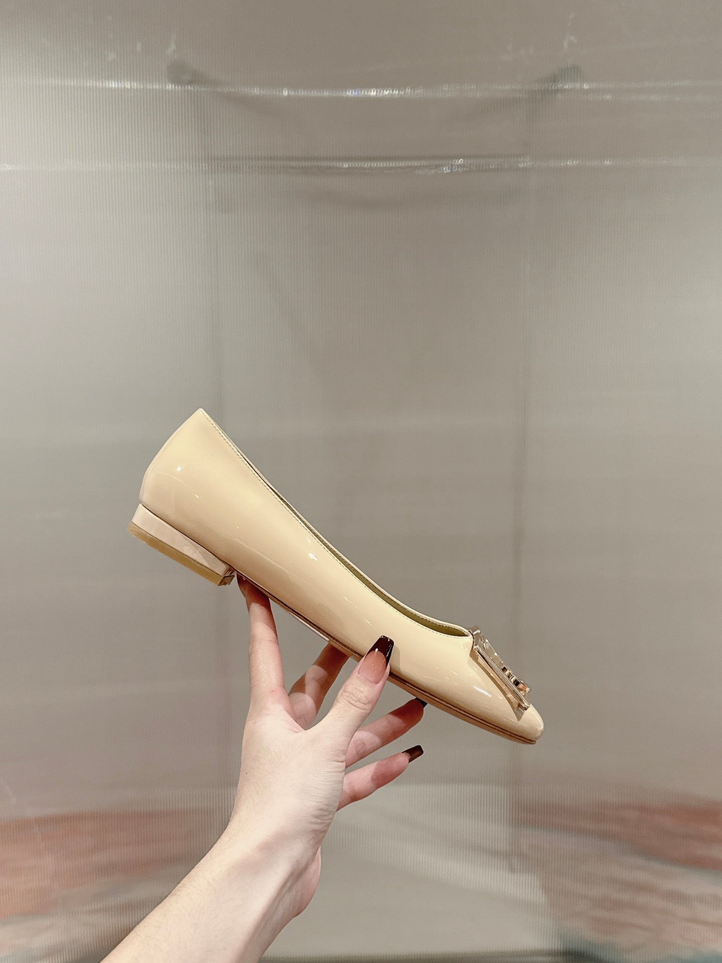 LV Shake Flat Ballerina Beige Lambskin