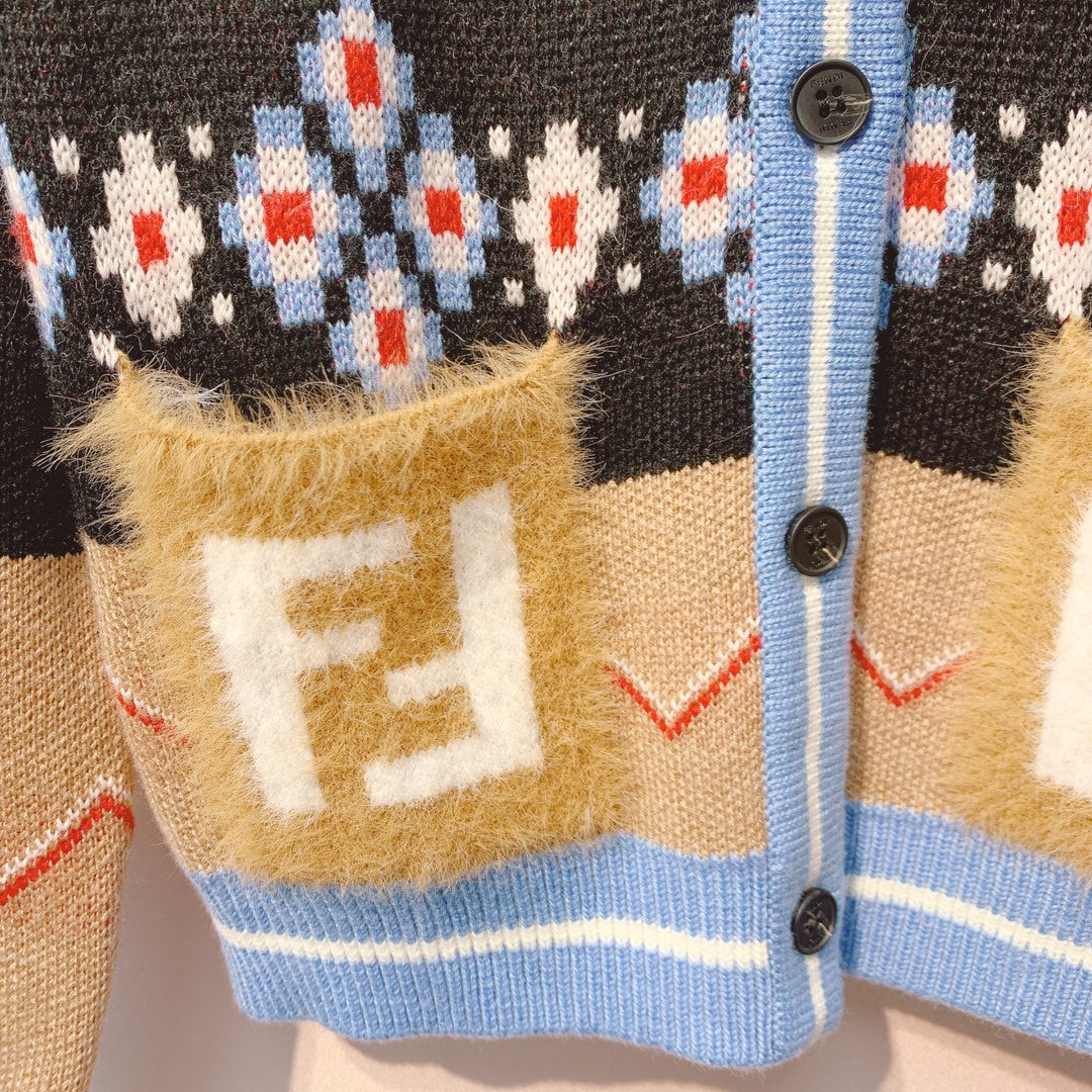 Fendi 25 Cardigan Multicolor Wool 0015