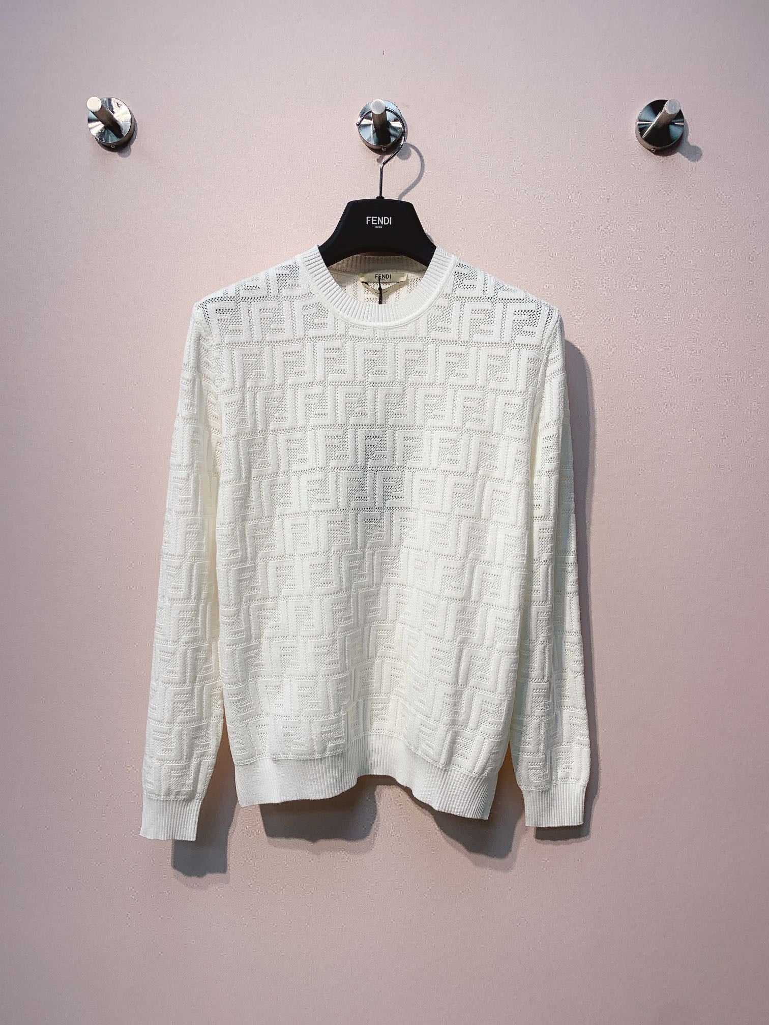 Fendi 25 Sweater White Woool 0004