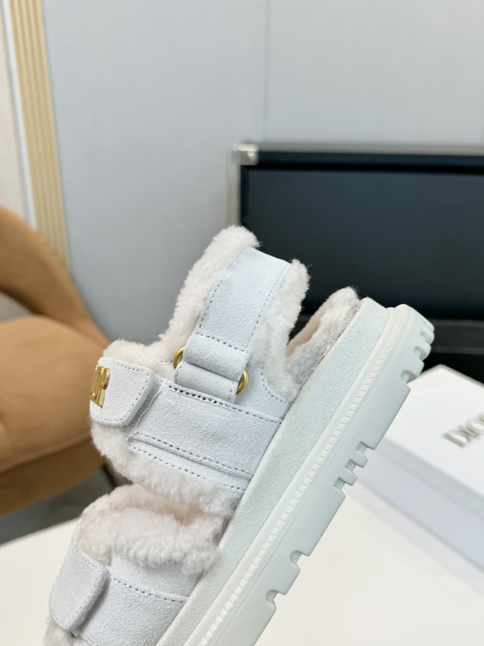 CD Dioract Sandal White Suede Wool 529374