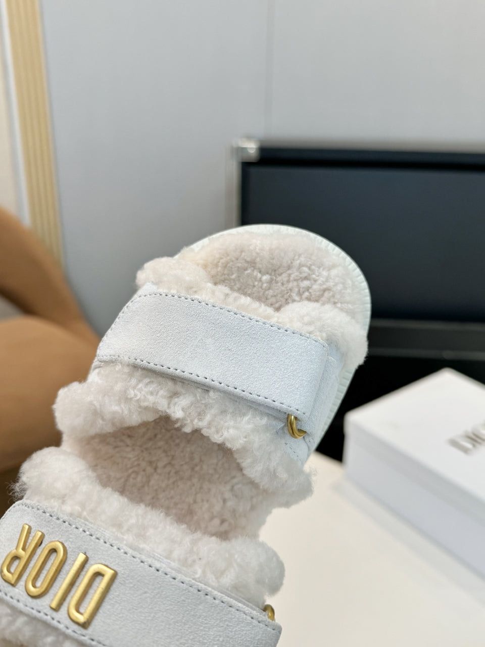 CD Dioract Sandal White Suede Wool 529374