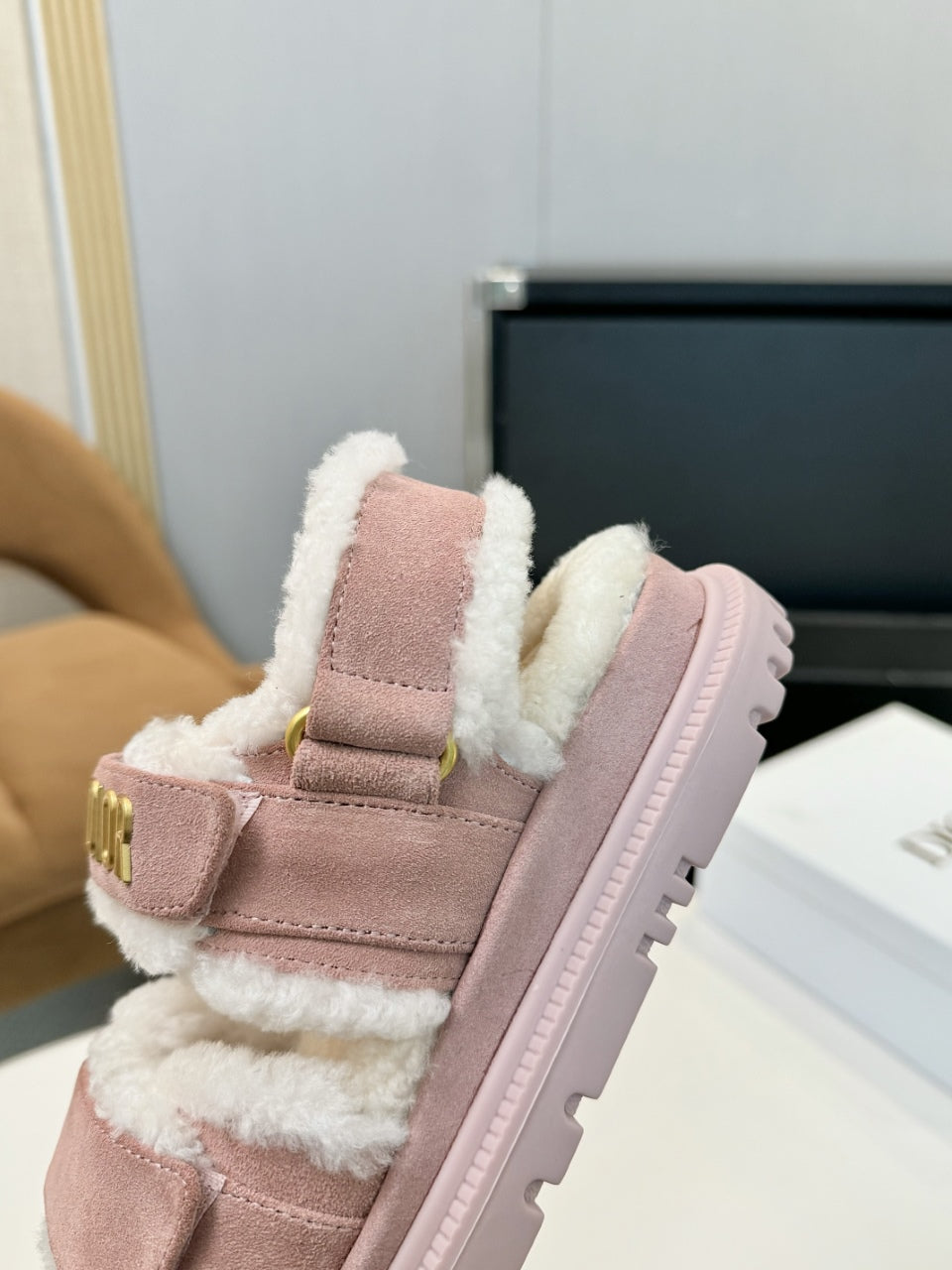 CD Dioract Sandal Light Pink Suede Wool 529375