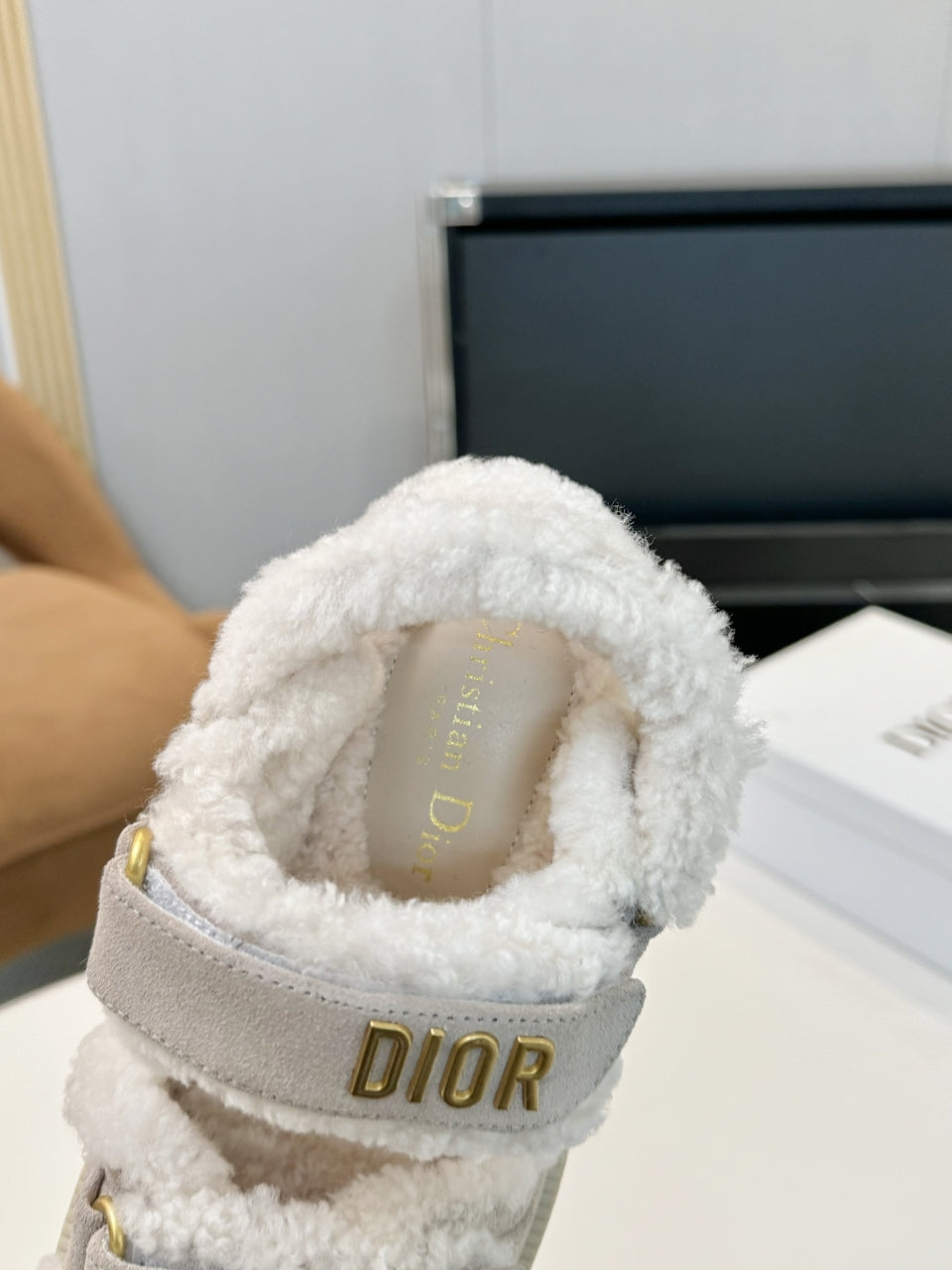 CD Dioract Sandal Light Gray Suede Wool 529376