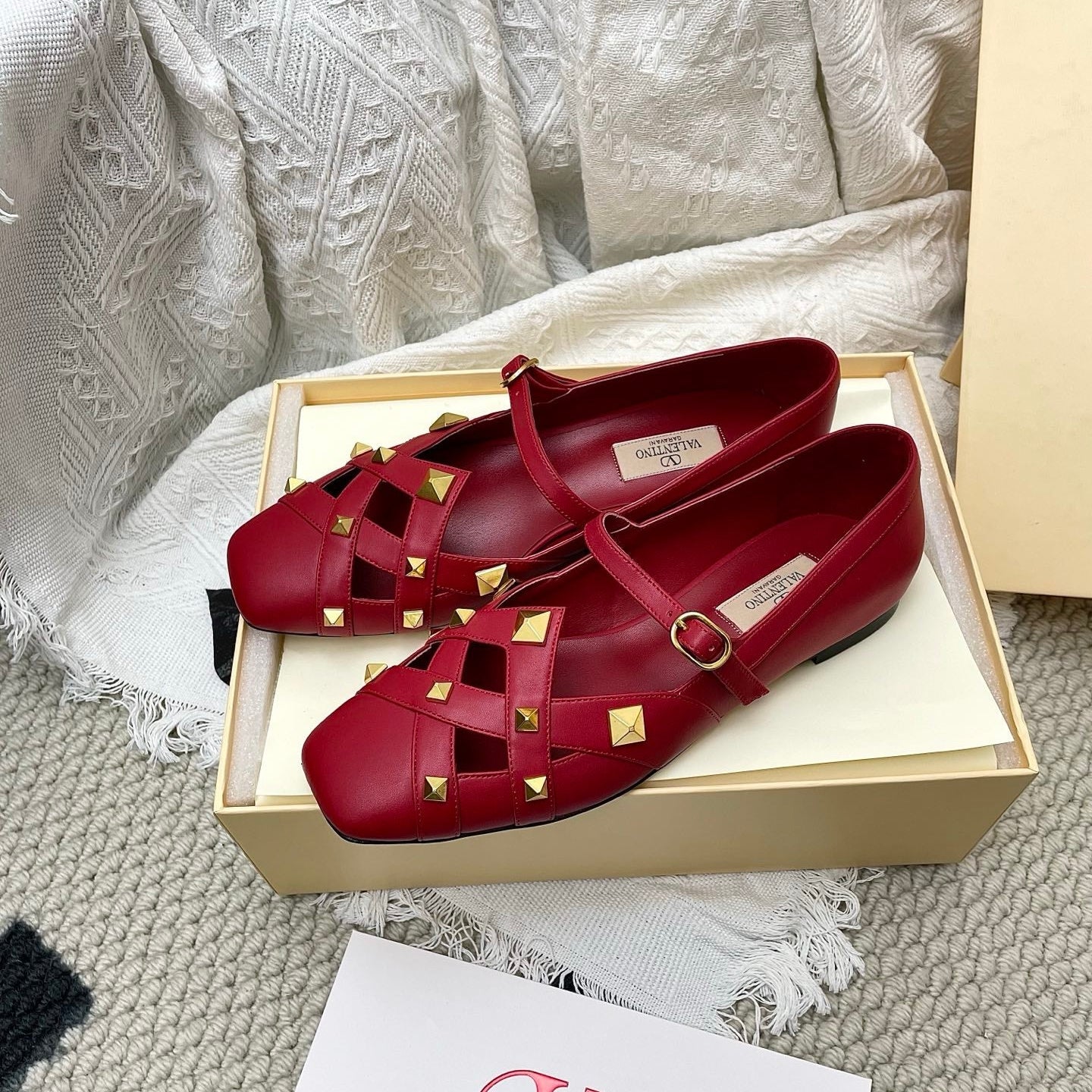 VT 26s Mary Jane Ballet Flats Dark Red Lambskin 611365