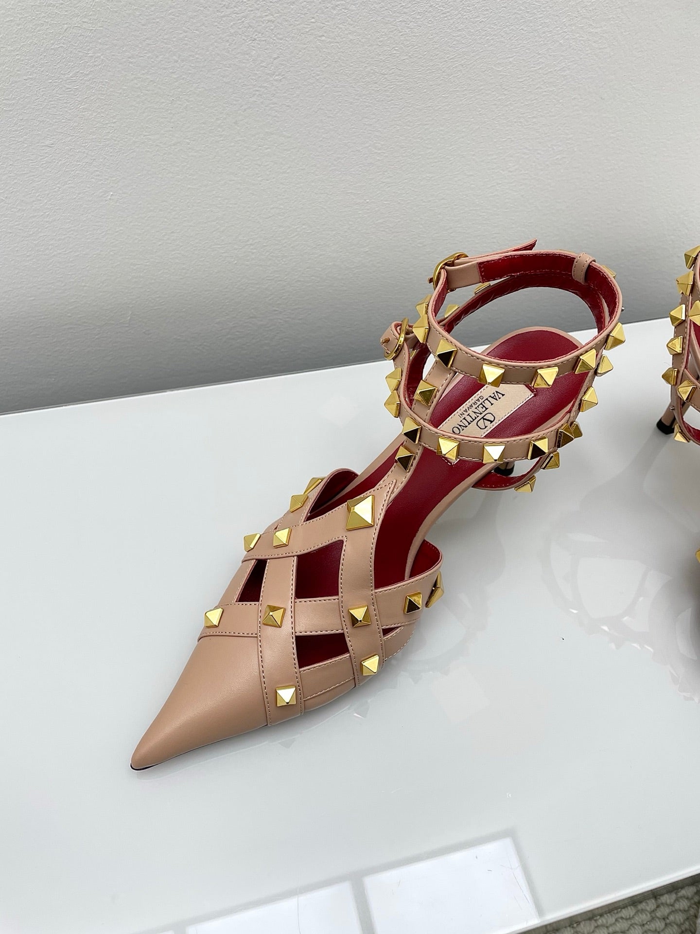 VT 26s Slingback 80 Beige Burgundy Lambskin 611373