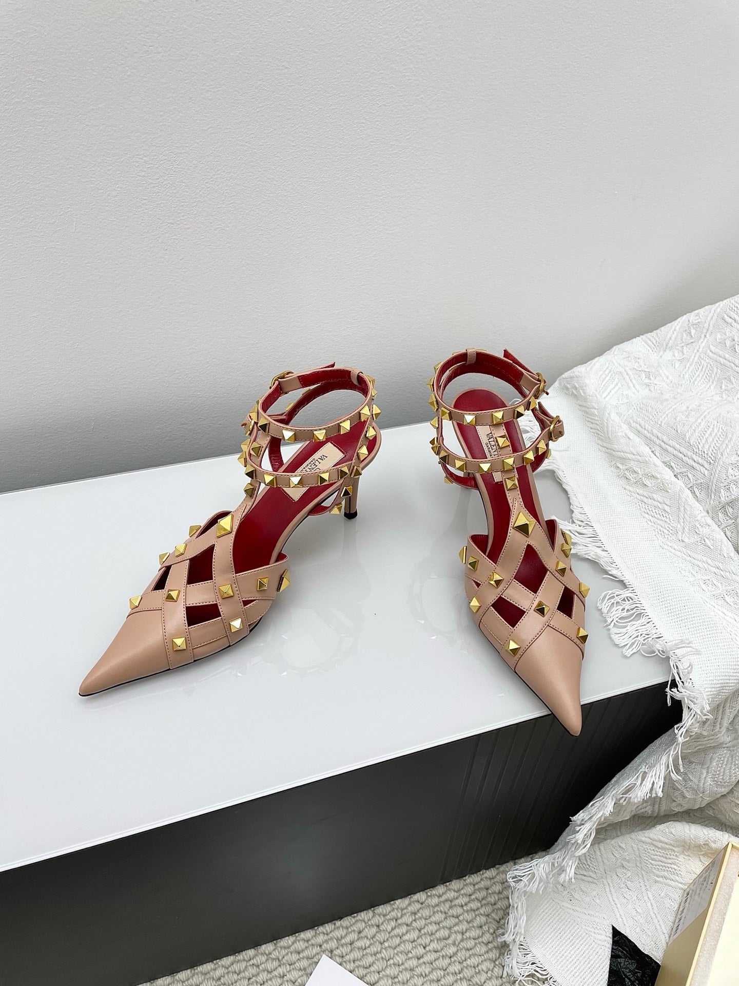 VT 26s Slingback 80 Beige Burgundy Lambskin 611373