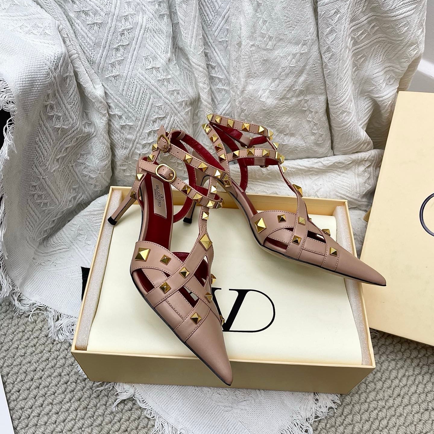 VT 26s Slingback 80 Beige Burgundy Lambskin 611373