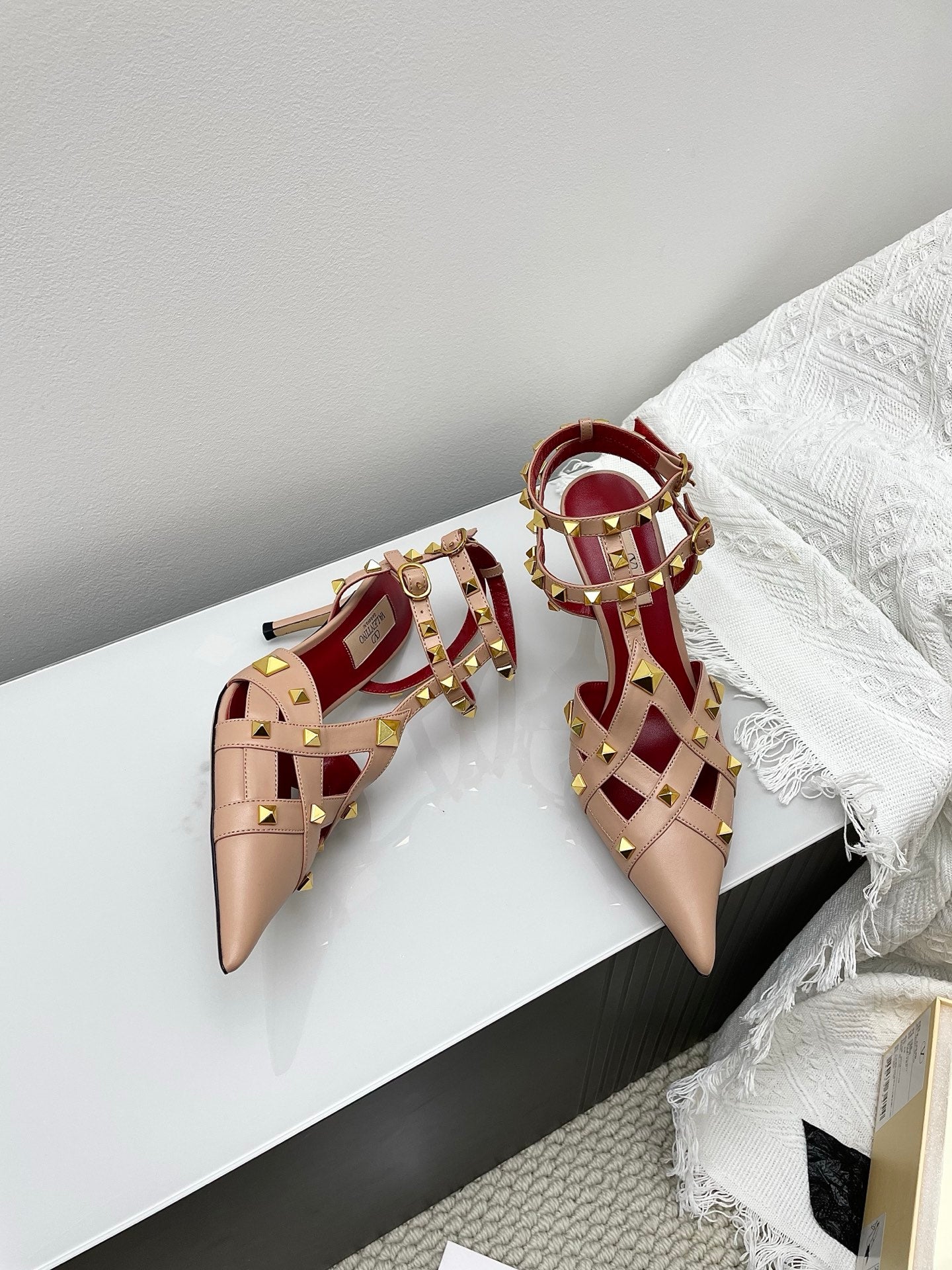 VT 26s Slingback 80 Beige Burgundy Lambskin 611373