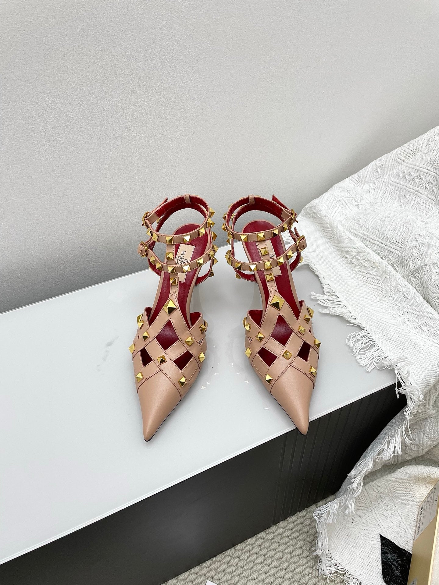 VT 26s Slingback 80 Beige Burgundy Lambskin 611373