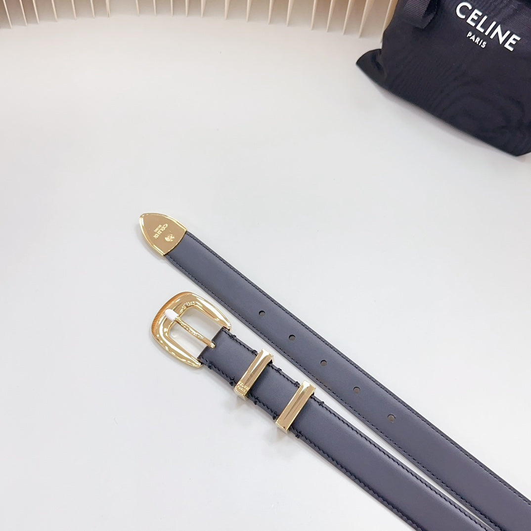 Medium Western Belt 25mm Black Calfskin Gold Loop Ghw