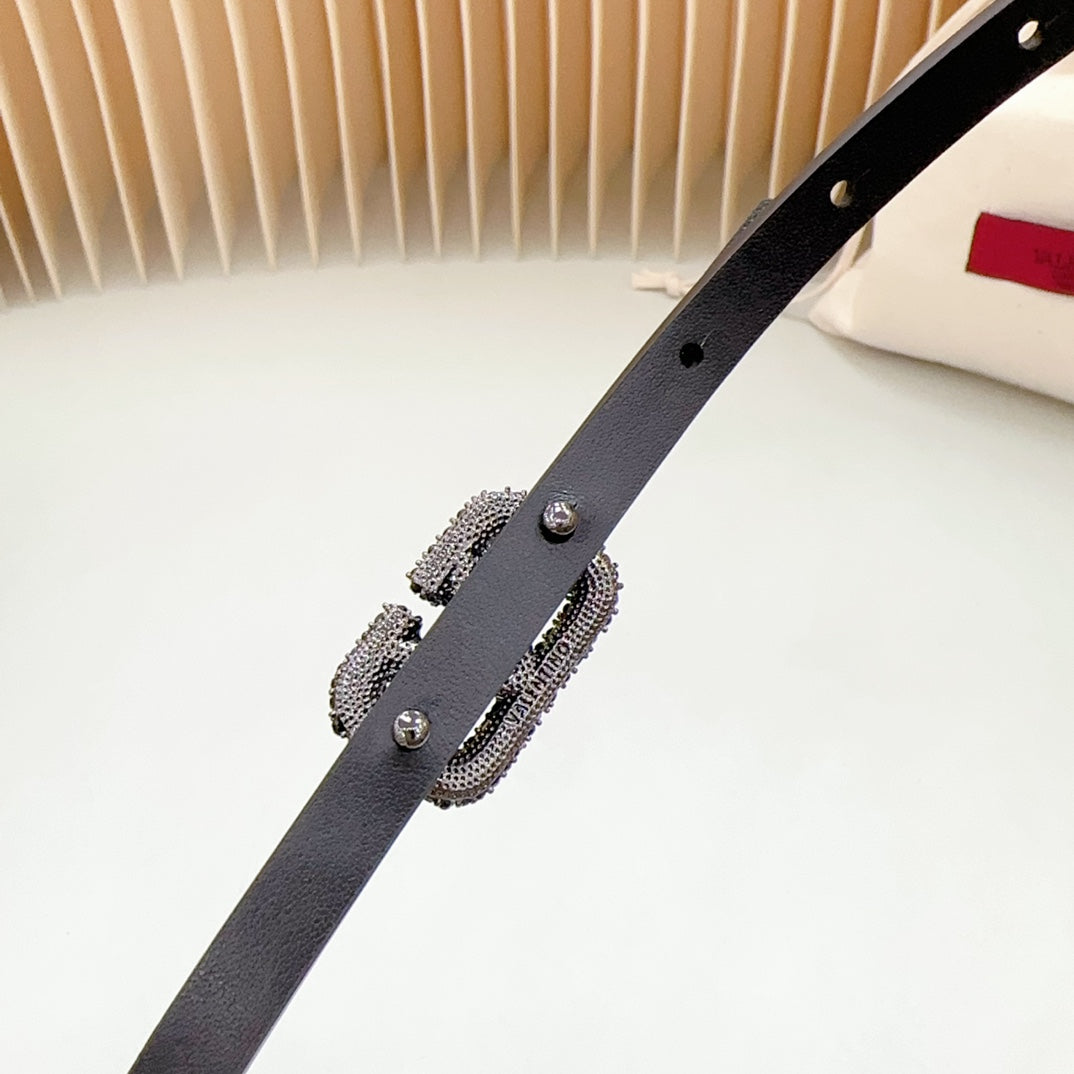 VL Belt 8mm Buckle Black Diamond Leather Black