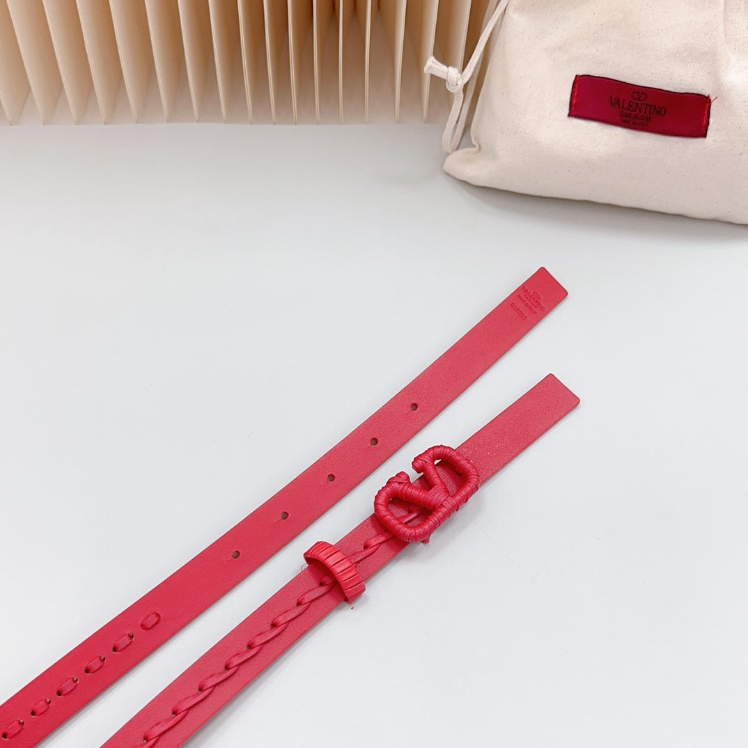 Vlogo Red Leather Buckle 20mm Red Belt