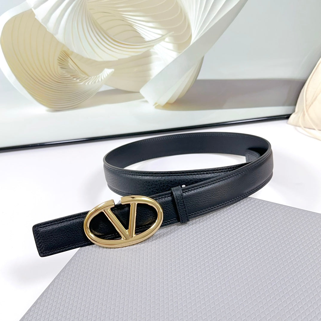 The Bold Edition Belt 34mm Black Calfskin Light Gold Buckle