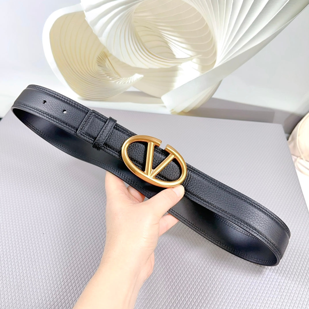 The Bold Edition Belt 34mm Black Calfskin Gold Buckle