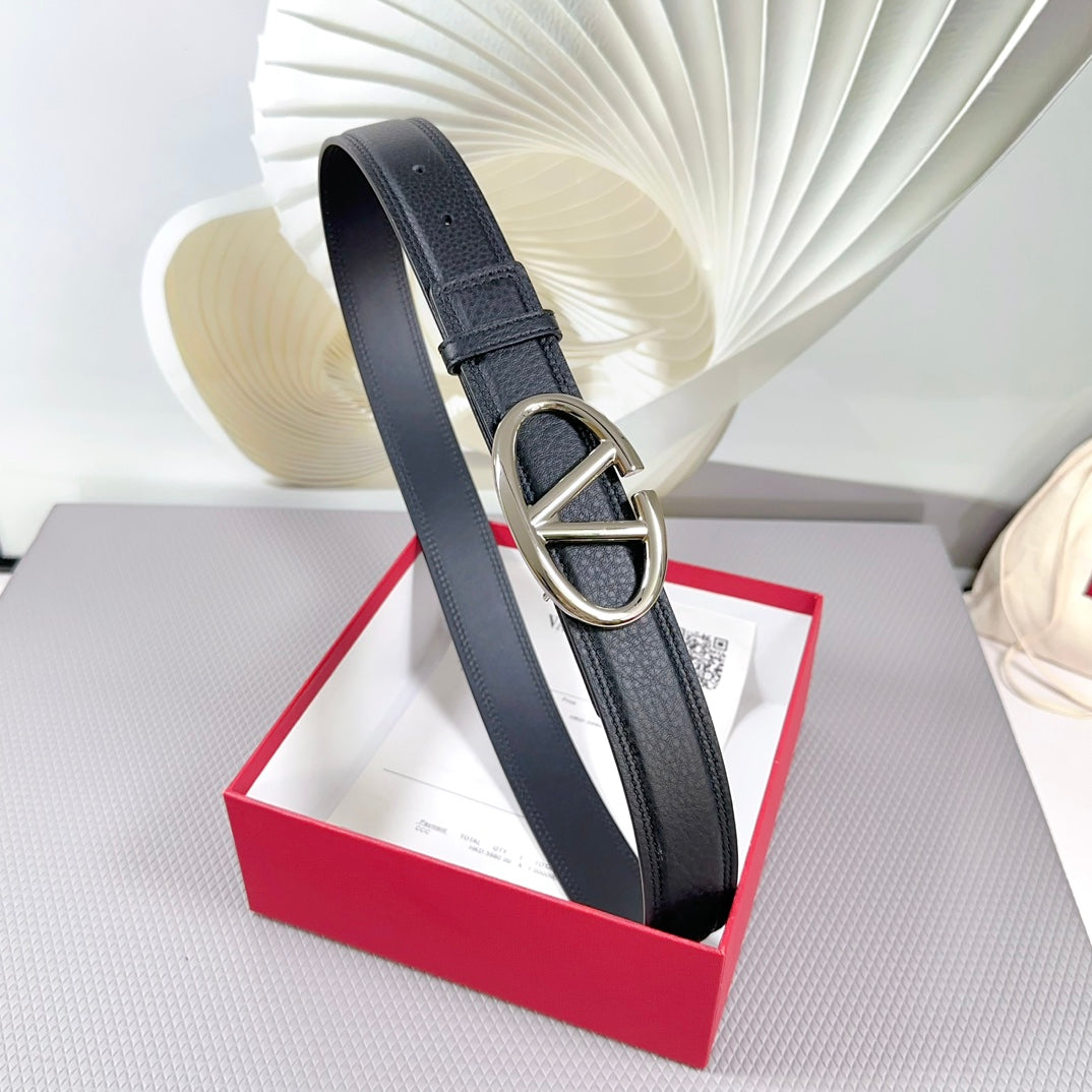 The Bold Edition Belt 34mm Black Calfskin Silver Buckle