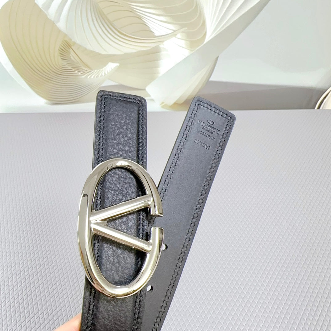 The Bold Edition Belt 34mm Black Calfskin Silver Buckle