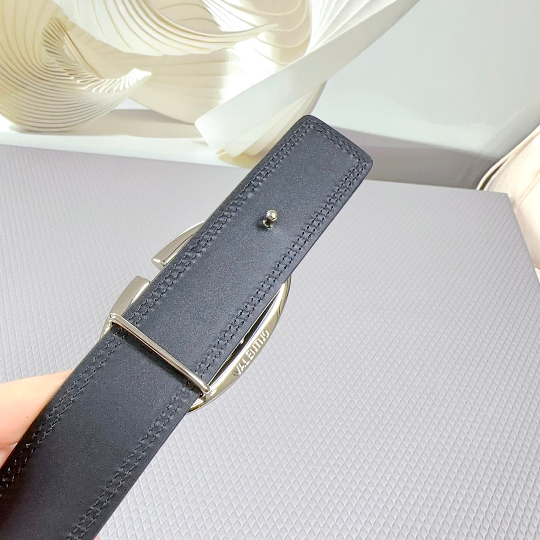 The Bold Edition Belt 34mm Black Calfskin Silver Buckle