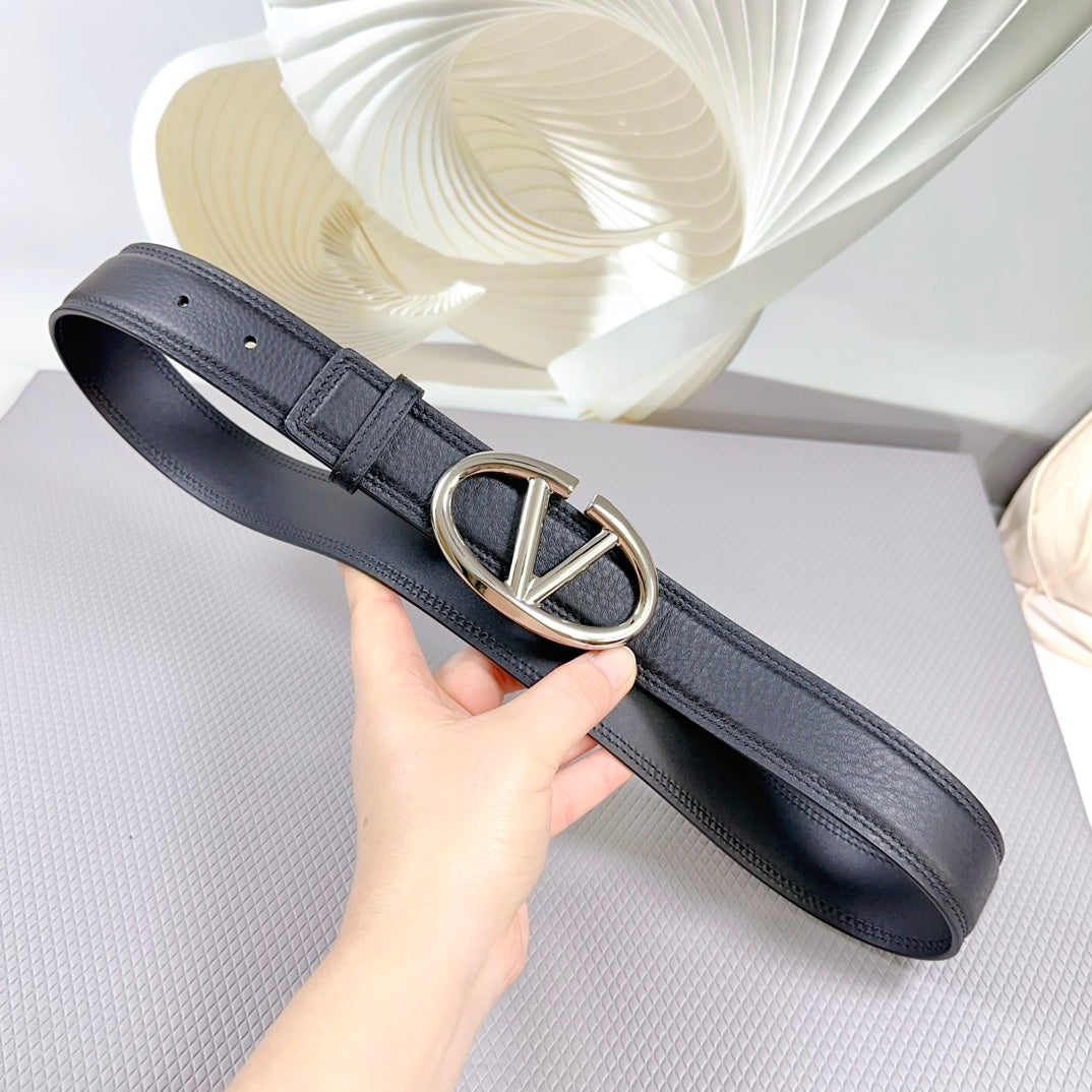 The Bold Edition Belt 34mm Black Calfskin Silver Buckle