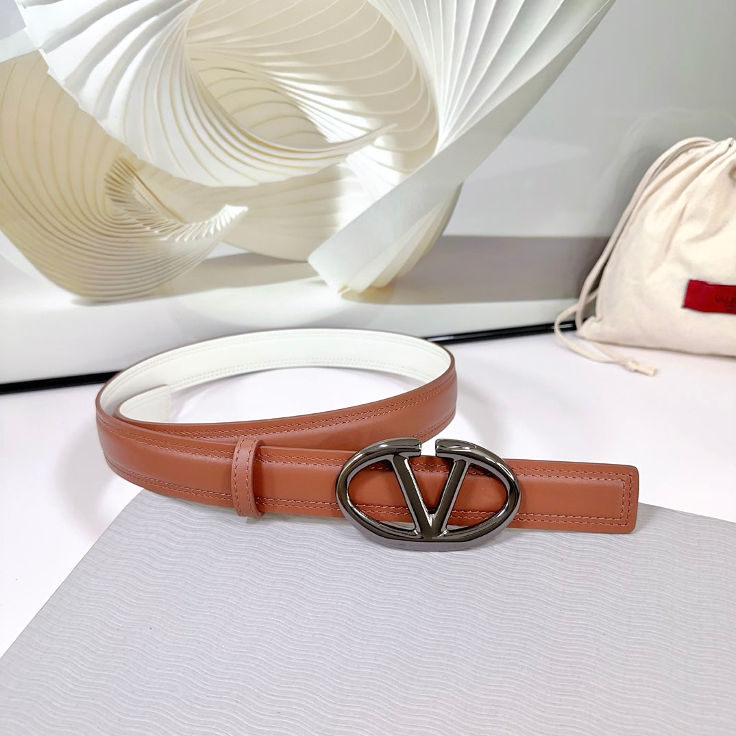 The Bold Edition Belt 30mm Brown White Calfskin Black Buckle