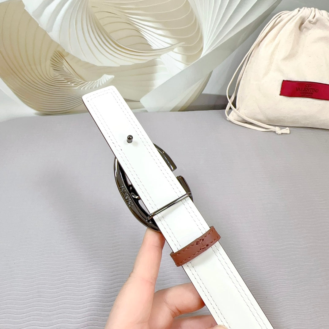 The Bold Edition Belt 30mm Brown White Calfskin Black Buckle