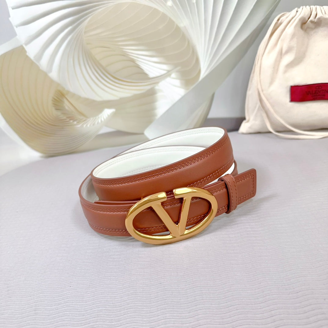 The Bold Edition Belt 30mm Brown White Calfskin Gold Buckle