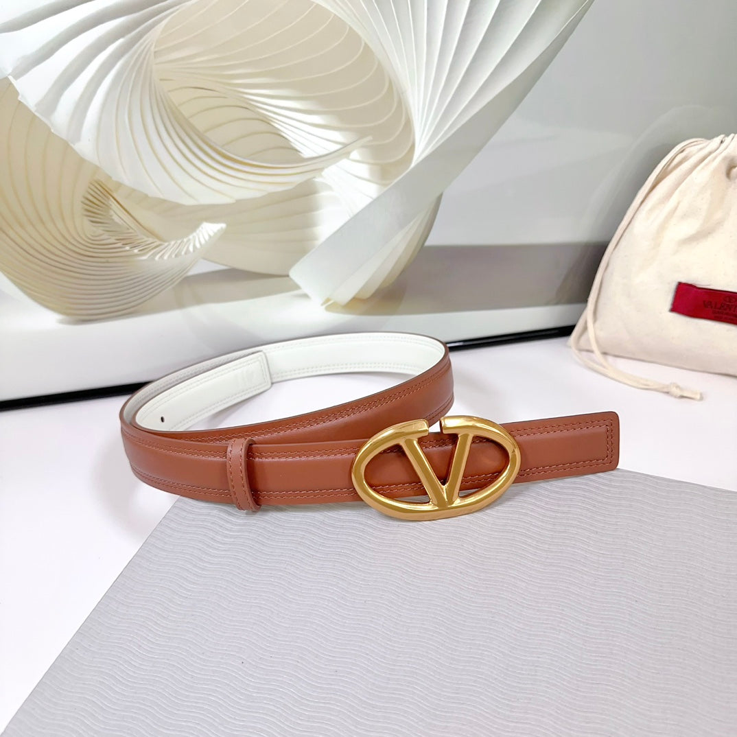 The Bold Edition Belt 30mm Brown White Calfskin Gold Buckle