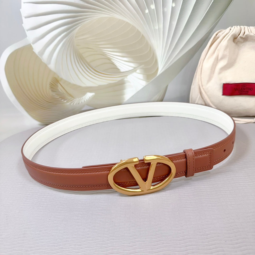 The Bold Edition Belt 30mm Brown White Calfskin Gold Buckle