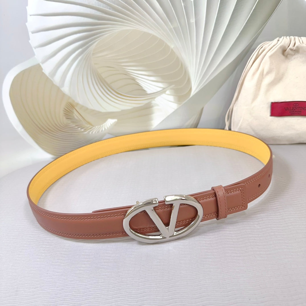 The Bold Edition Belt 30mm Brown Yellow Calfskin Silver Buckle