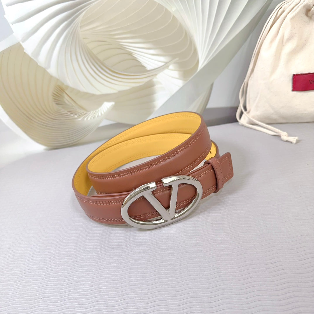 The Bold Edition Belt 30mm Brown Yellow Calfskin Silver Buckle