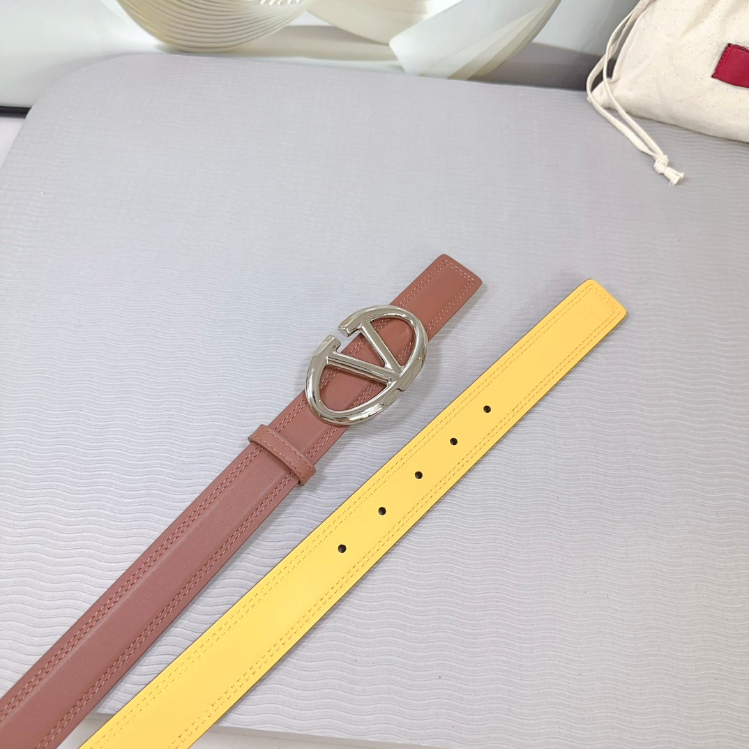 The Bold Edition Belt 30mm Brown Yellow Calfskin Silver Buckle