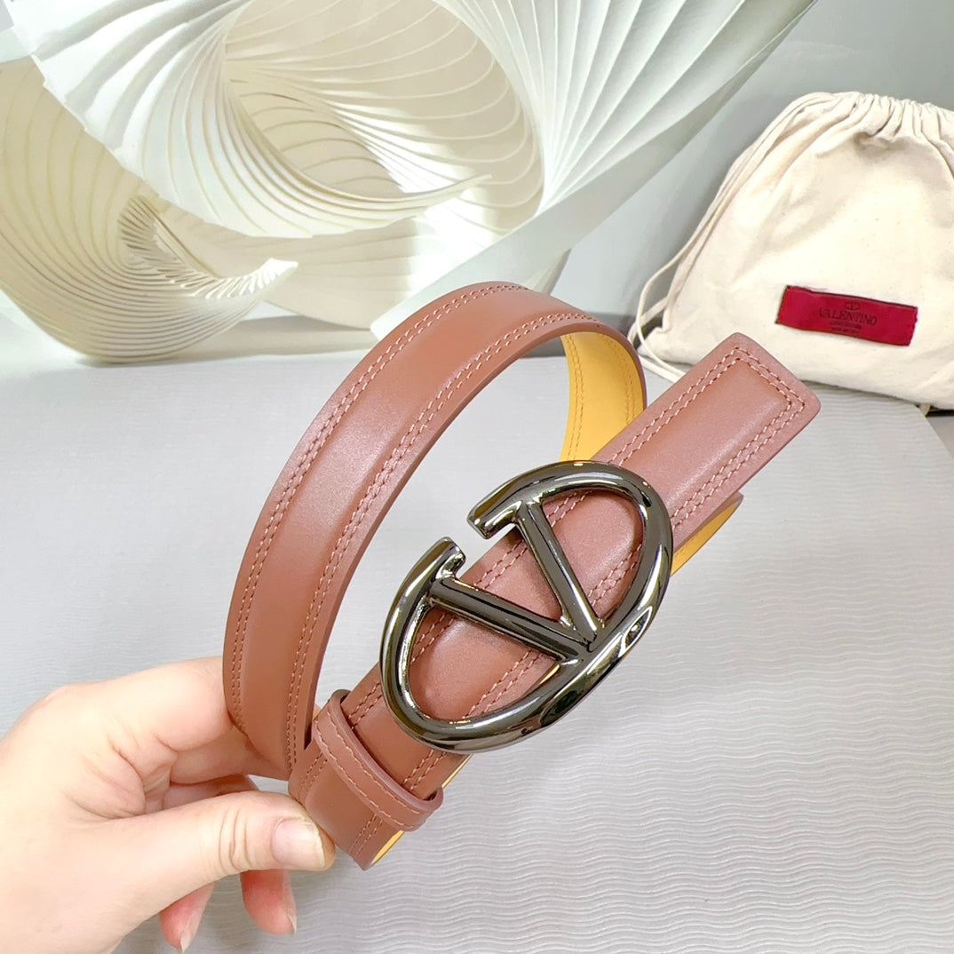 The Bold Edition Belt 30mm Brown Yellow Calfskin Black Buckle