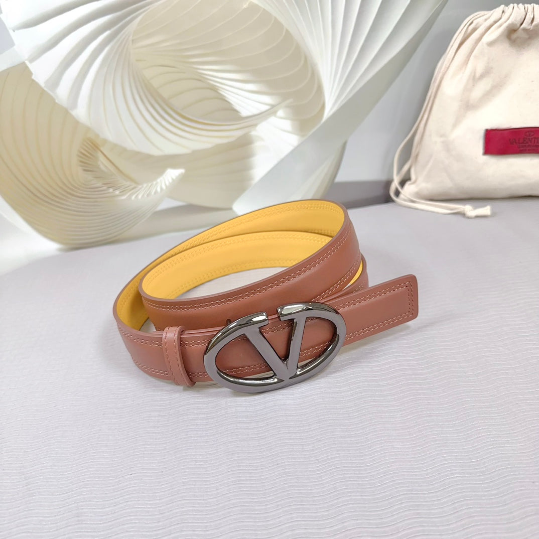 The Bold Edition Belt 30mm Brown Yellow Calfskin Black Buckle