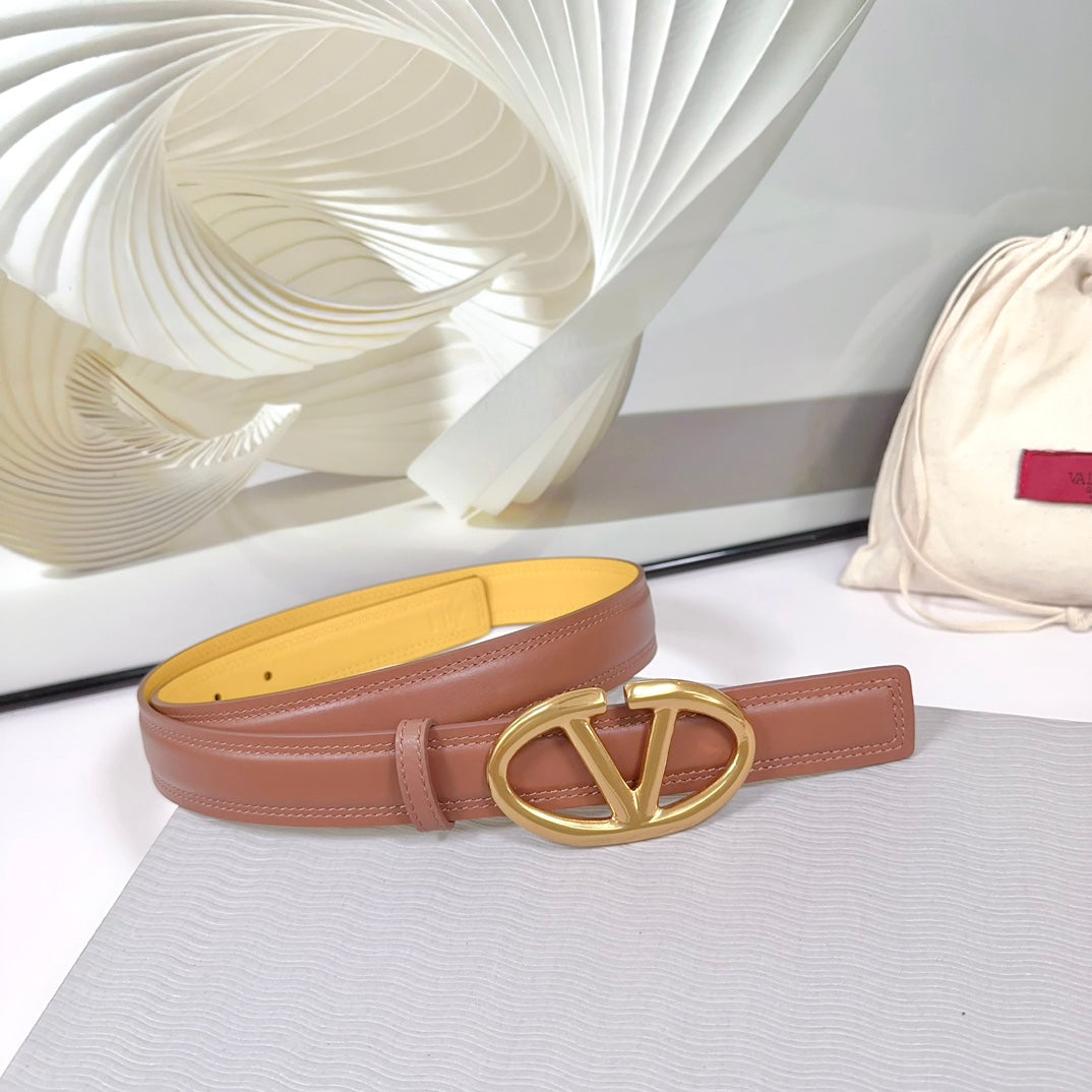 The Bold Edition Belt 30mm Brown Yellow Calfskin Gold Buckle