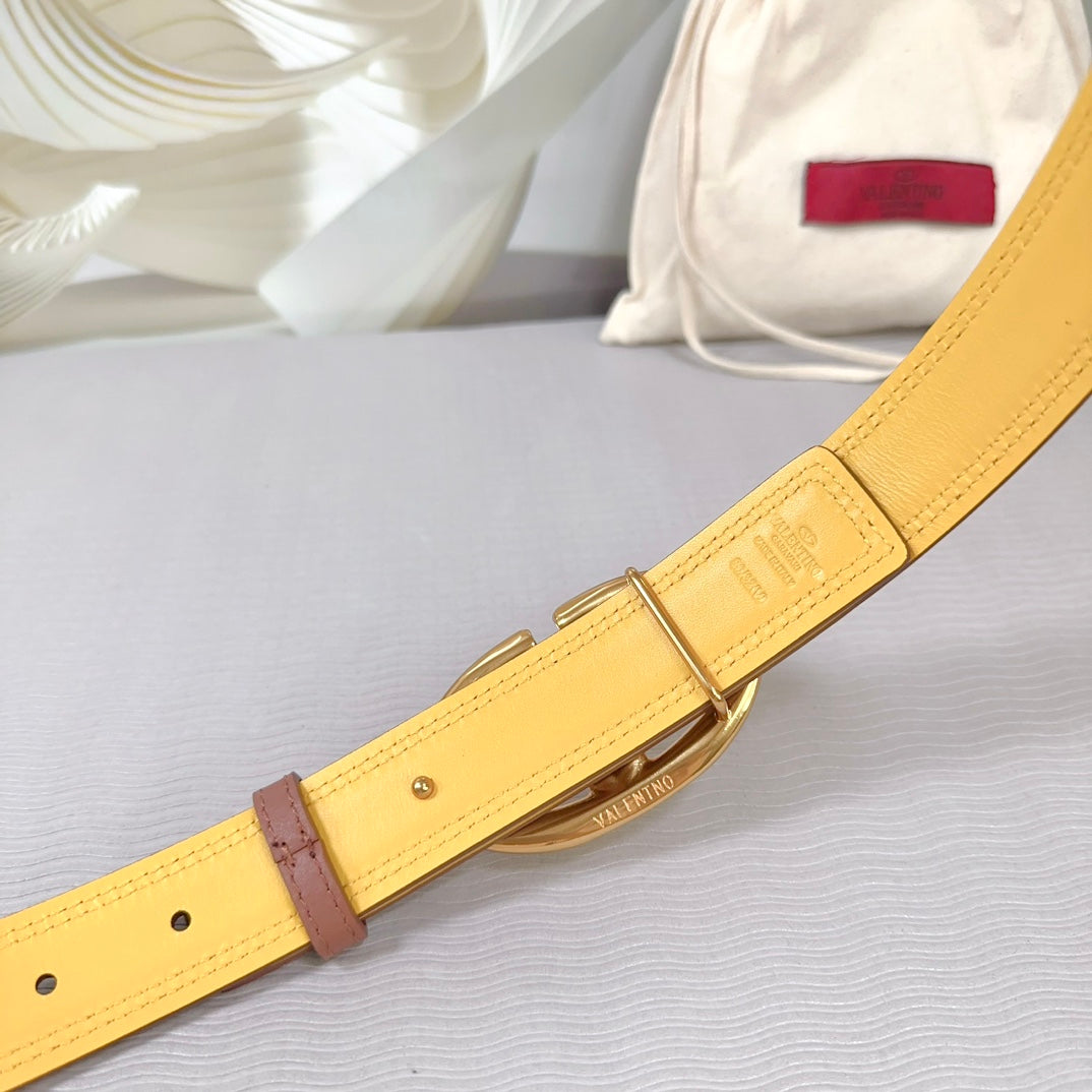 The Bold Edition Belt 30mm Brown Yellow Calfskin Gold Buckle