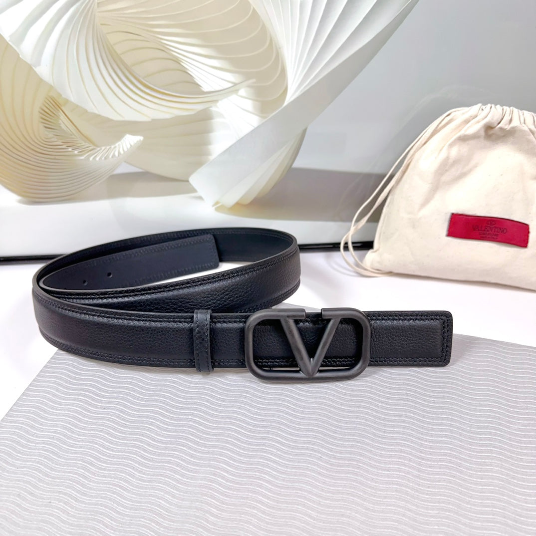 Vlogo Edition Belt 34mm Black Calfskin Black Buckle