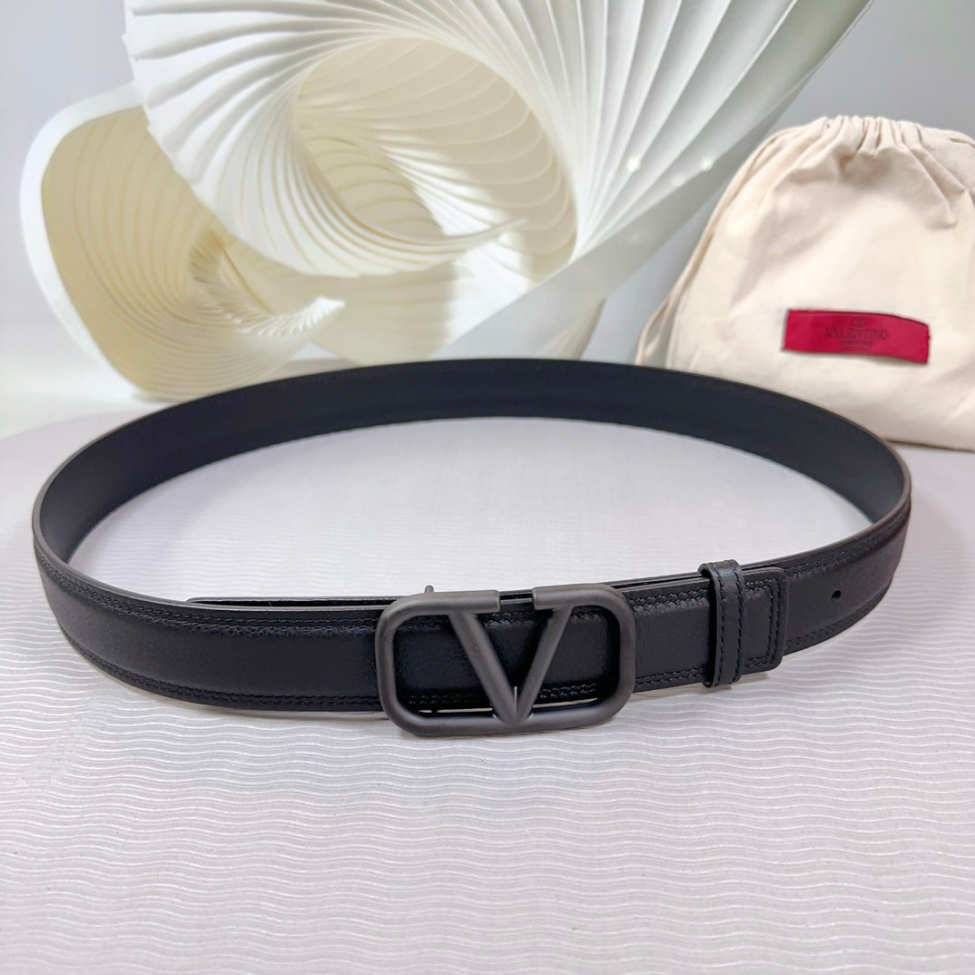 Vlogo Edition Belt 34mm Black Calfskin Black Buckle